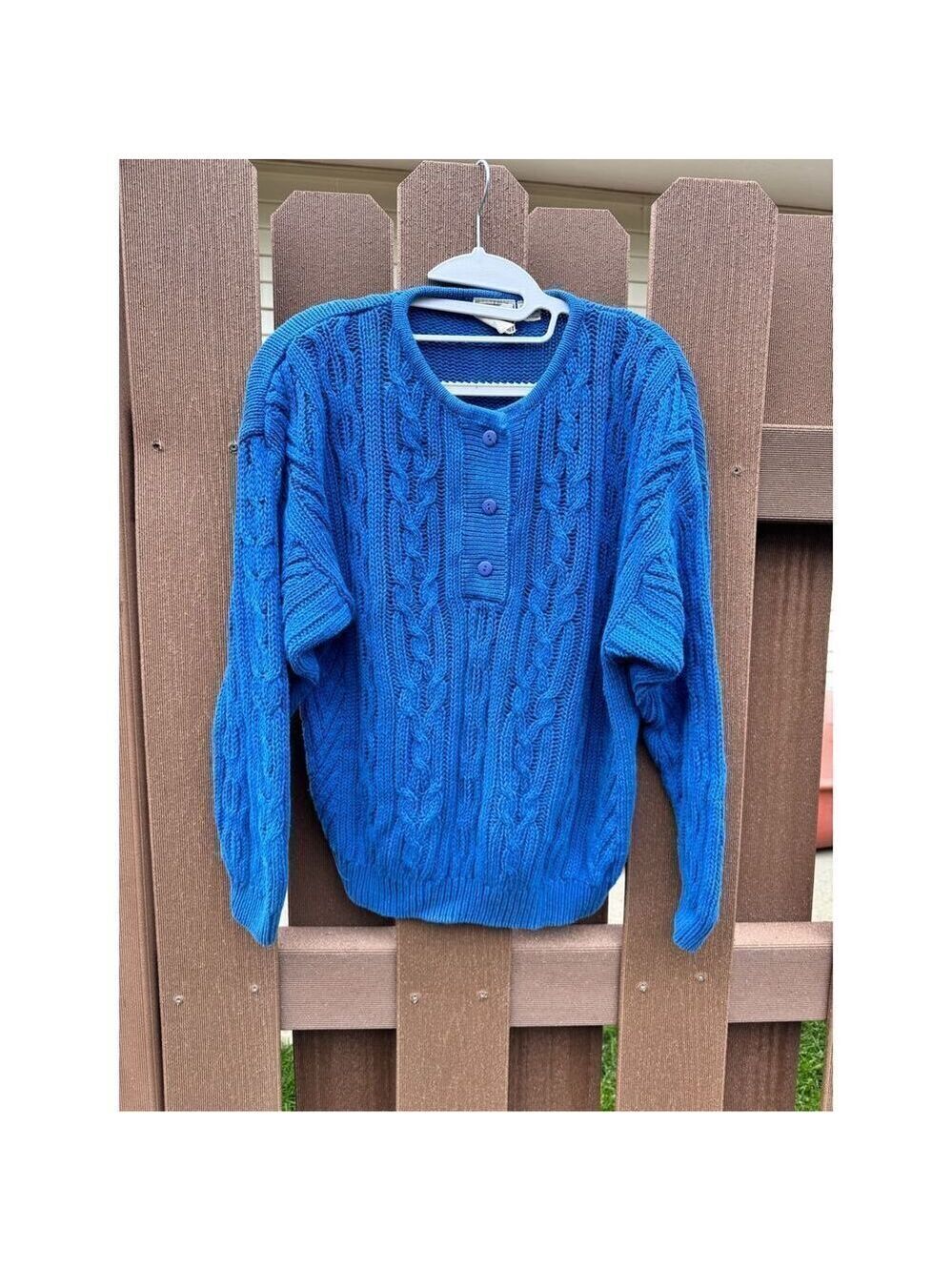 Vintage blue sweater size medium Hong Kong 1980's